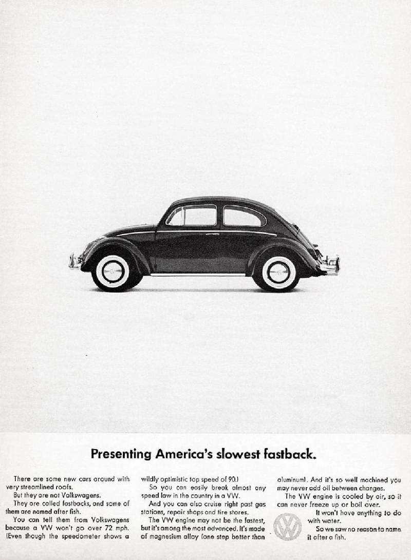 VW Beetle print ad: America's slowest fastback